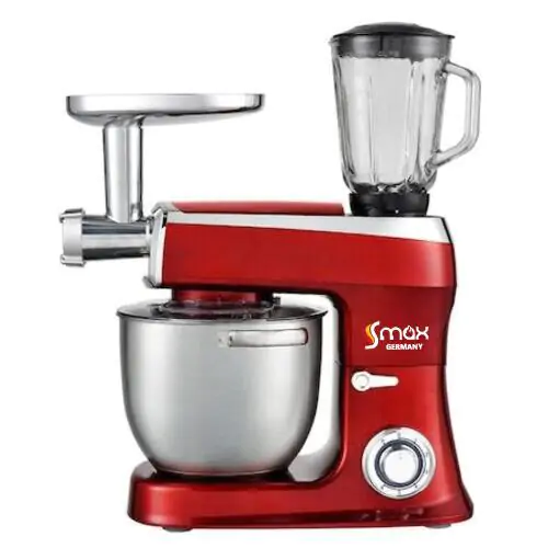 Кухненски робот 3 в 1 SMAX GERMANY, 2100W, 7.5 литра, Блендер, Миксер, Месомелачка, Червен